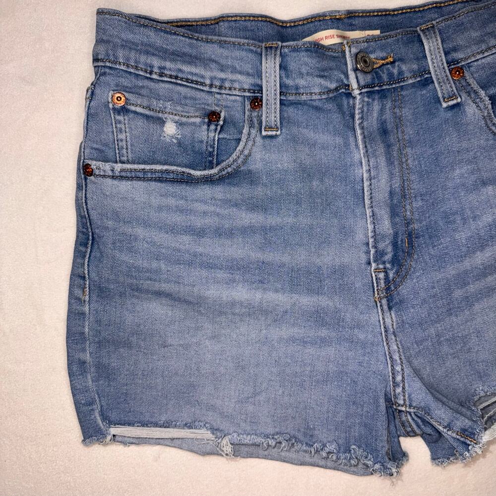 Light Blue Levis Distressed High Rise Short - Picture 3 of 6